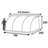 Vorzelt 390x260x245 für Wohnwagen Wohmobil Camping Fiberglas und Aluminium Gestänge Reisevorzelt Busvorzelt 5000mm Wasserfest